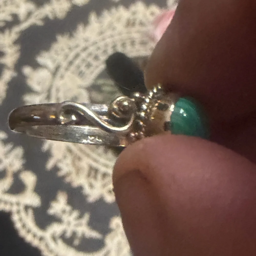 Vintage-Inspired Sterling Silver & Malachite Ring, Size 9